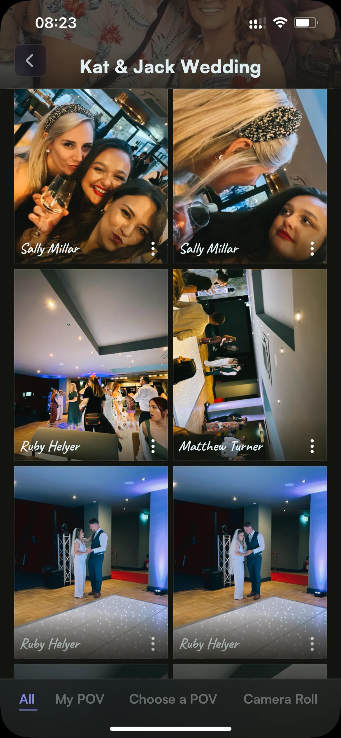Album ảnh sự kiện đám cưới được tạo và chia sẻ thông qua ứng dụng POV Camera