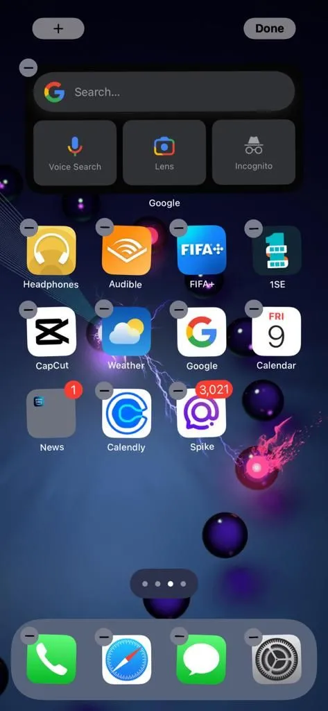 Ảnh chụp màn hình Widget Google trên Màn hình chính iPhone
