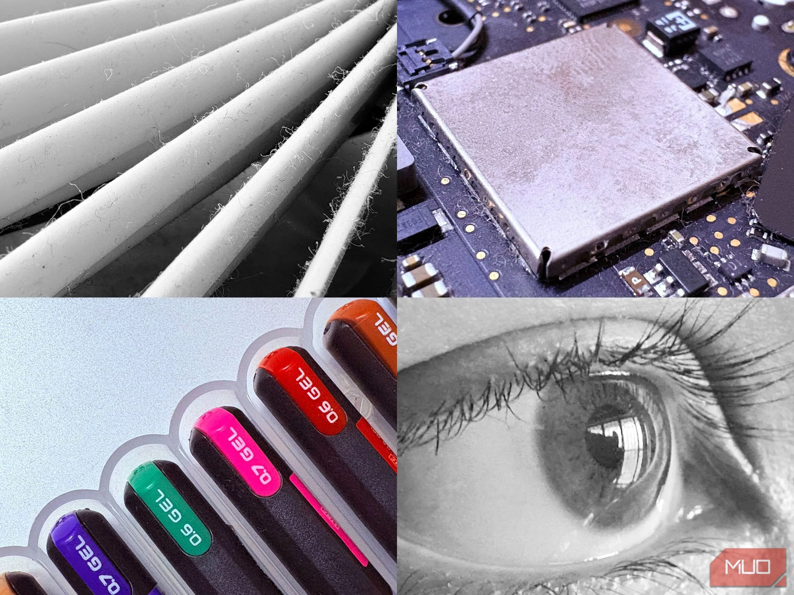 Ảnh macro cận cảnh đầu bút chì và đinh ốc chụp từ chế độ macro của iPhone 16