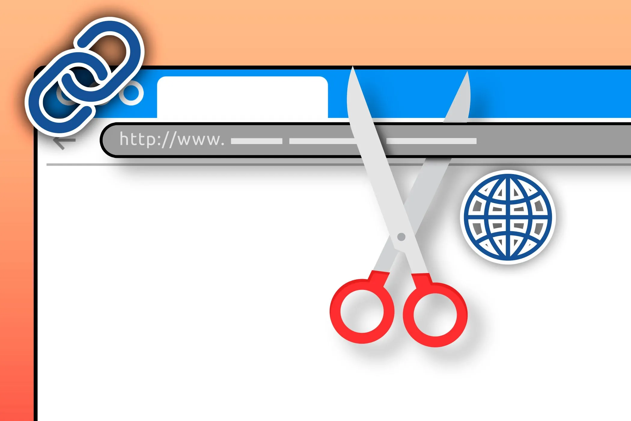 Ảnh minh họa trình duyệt web với liên kết đang được rút gọn, biểu thị nguy hiểm tiềm ẩn của URL rút gọn.