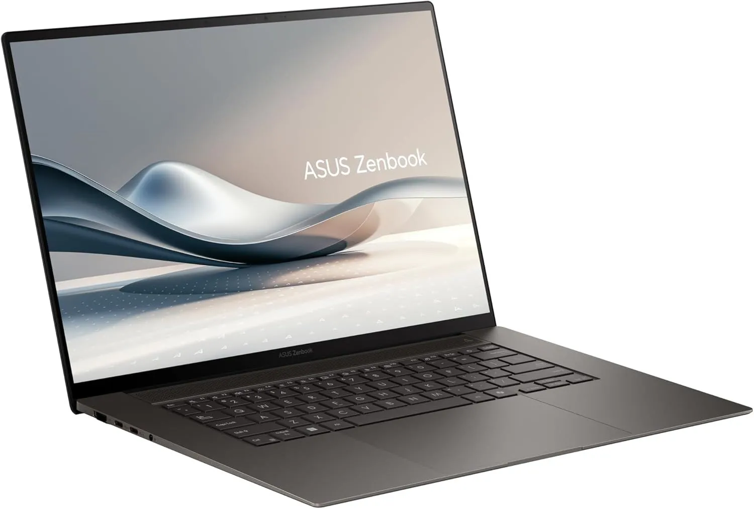 ASUS Zenbook S 16 OLED màu trắng đặt trên bàn