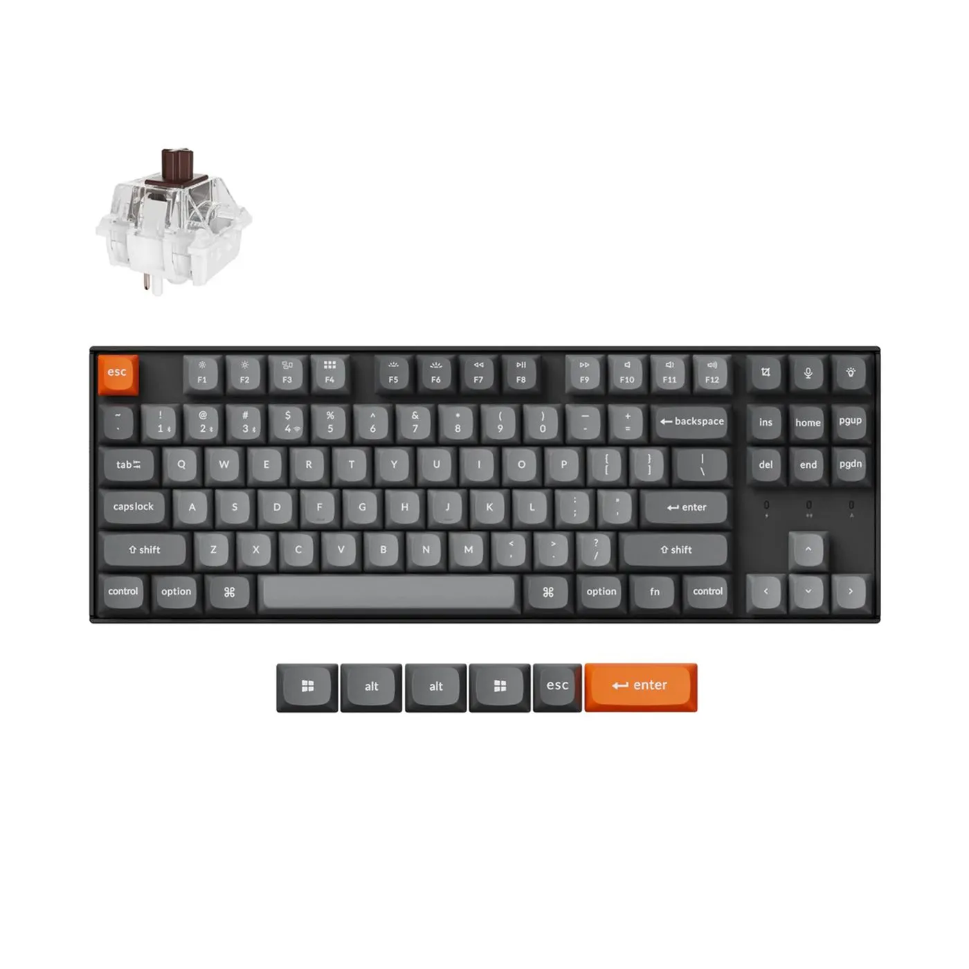 Bàn phím cơ Keychron K8 Max phiên bản switch Brown màu nâu đặc trưng