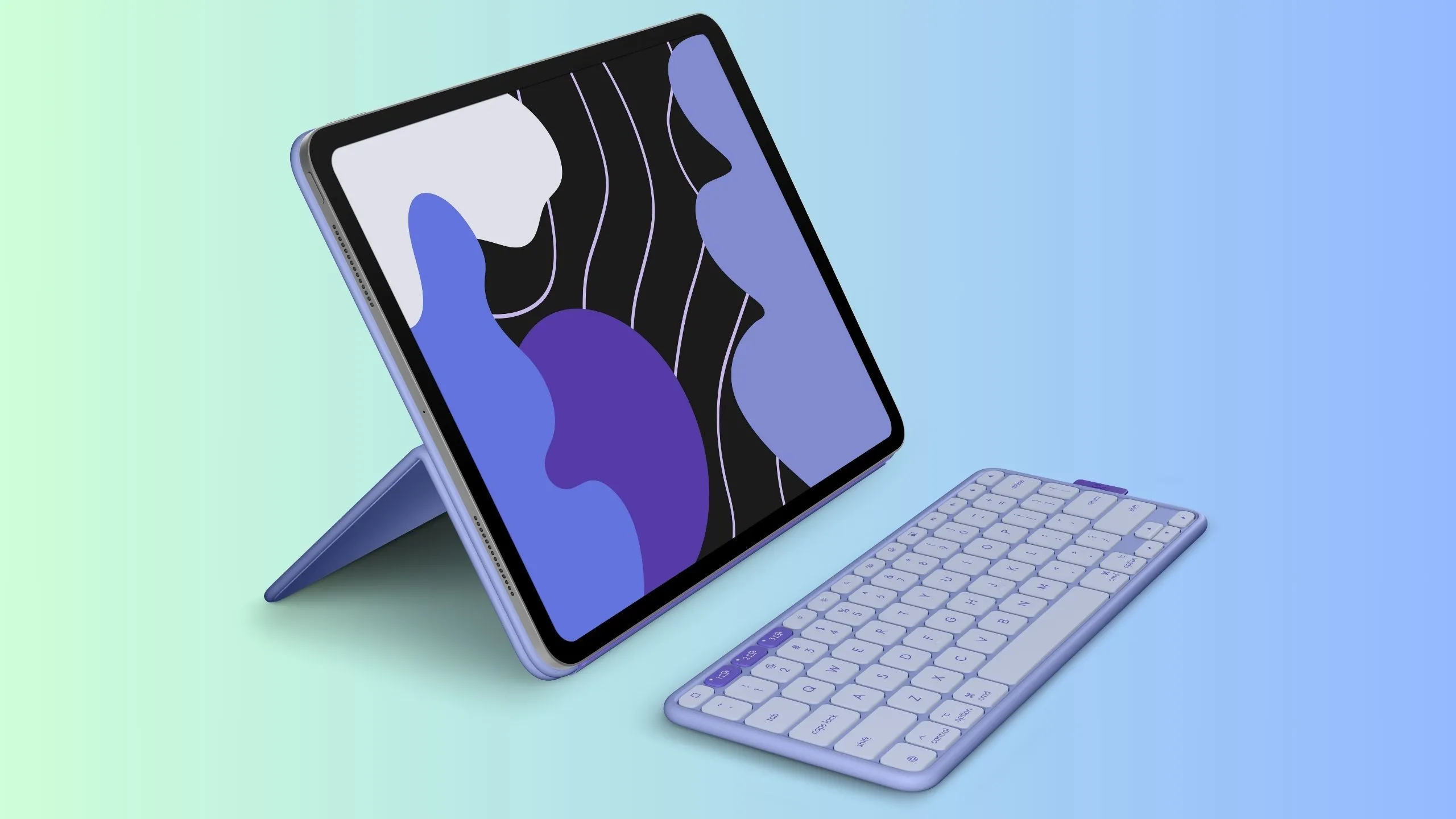 Bàn phím Logitech Flip Folio màu Lilac đẹp mắt, thể hiện sự đa dạng lựa chọn màu sắc cá tính.