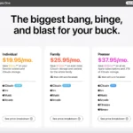 Bảng so sánh các gói dịch vụ Apple One với chi tiết về giá và nội dung