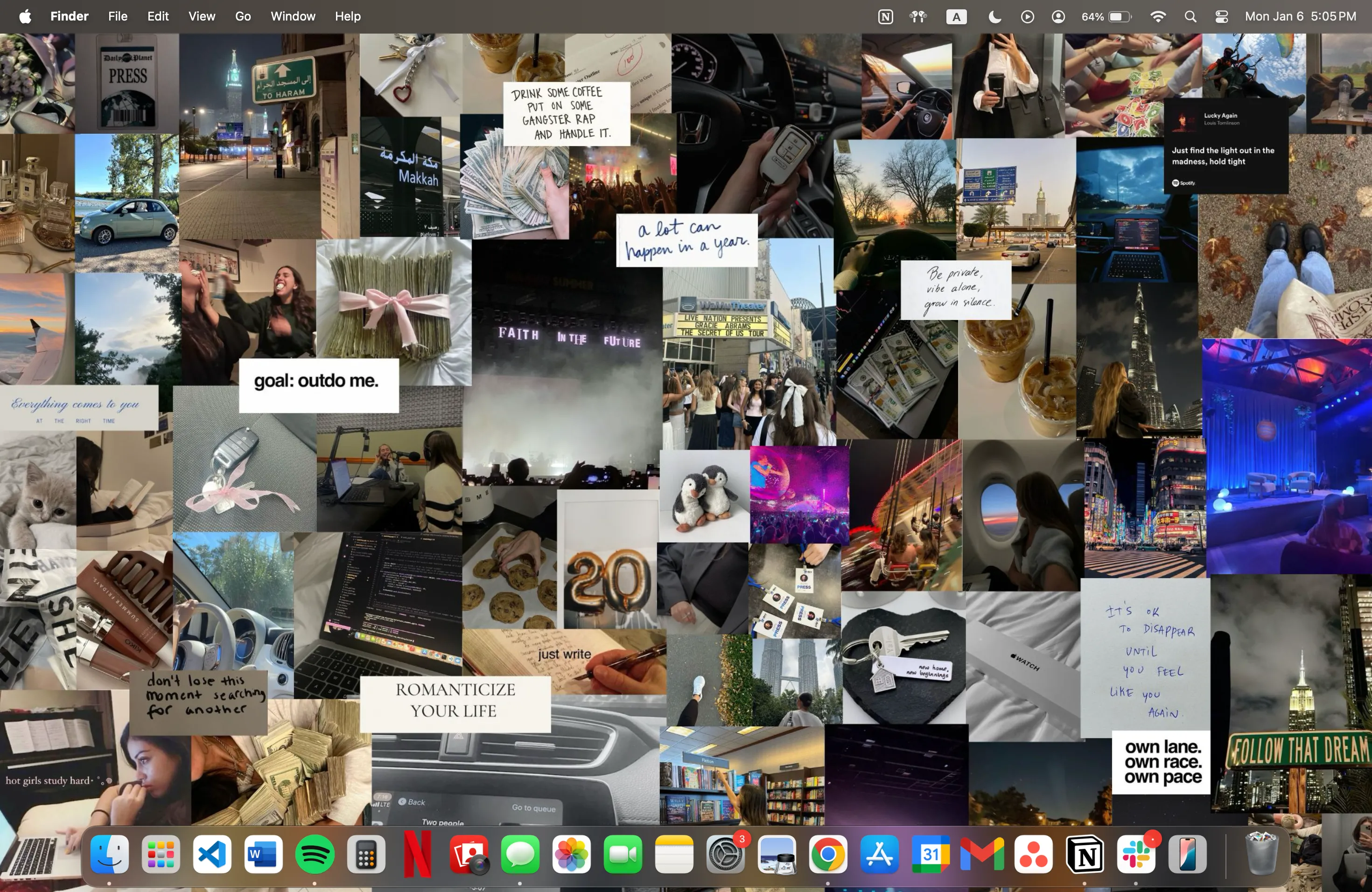 Bảng tầm nhìn (vision board) được đặt làm hình nền MacBook