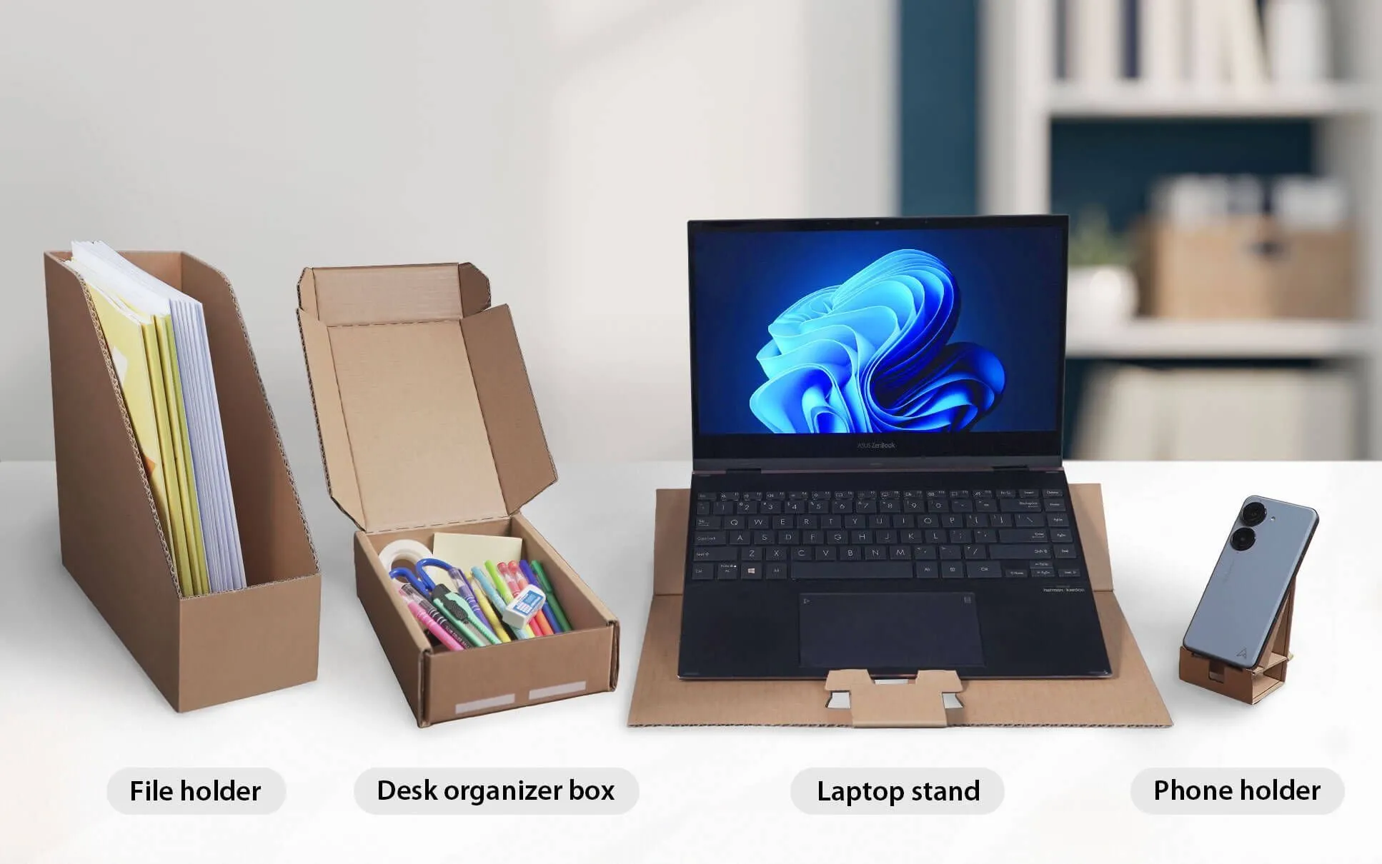 Bao bì màn hình Asus có thể tái sử dụng thành phụ kiện bàn làm việc
