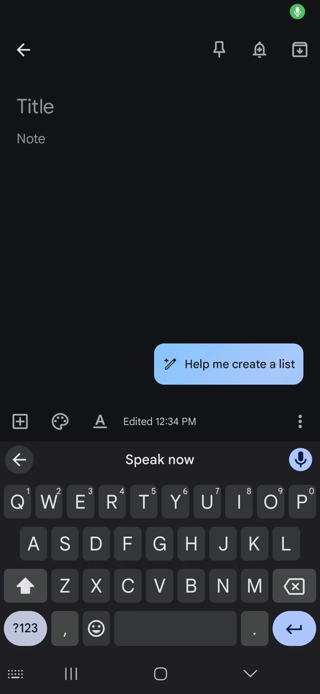 Bắt đầu nói khi bạn nhìn thấy &quot;Speak now&quot; để sử dụng tính năng gõ bằng giọng nói trên Android.