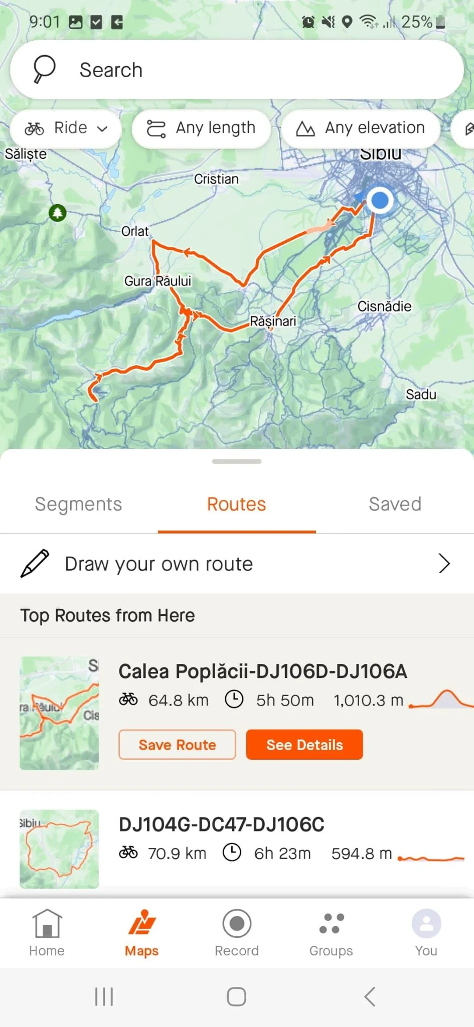 Bắt đầu vẽ lộ trình chạy bộ trên ứng dụng Strava, cho phép người dùng tùy chỉnh quãng đường và địa điểm