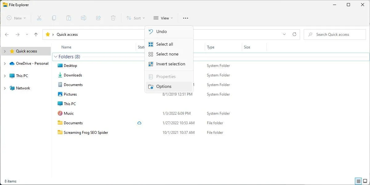 Biểu tượng &quot;See more&quot; (dấu ba chấm) trong File Explorer của Windows 11 để truy cập các tùy chọn bổ sung.