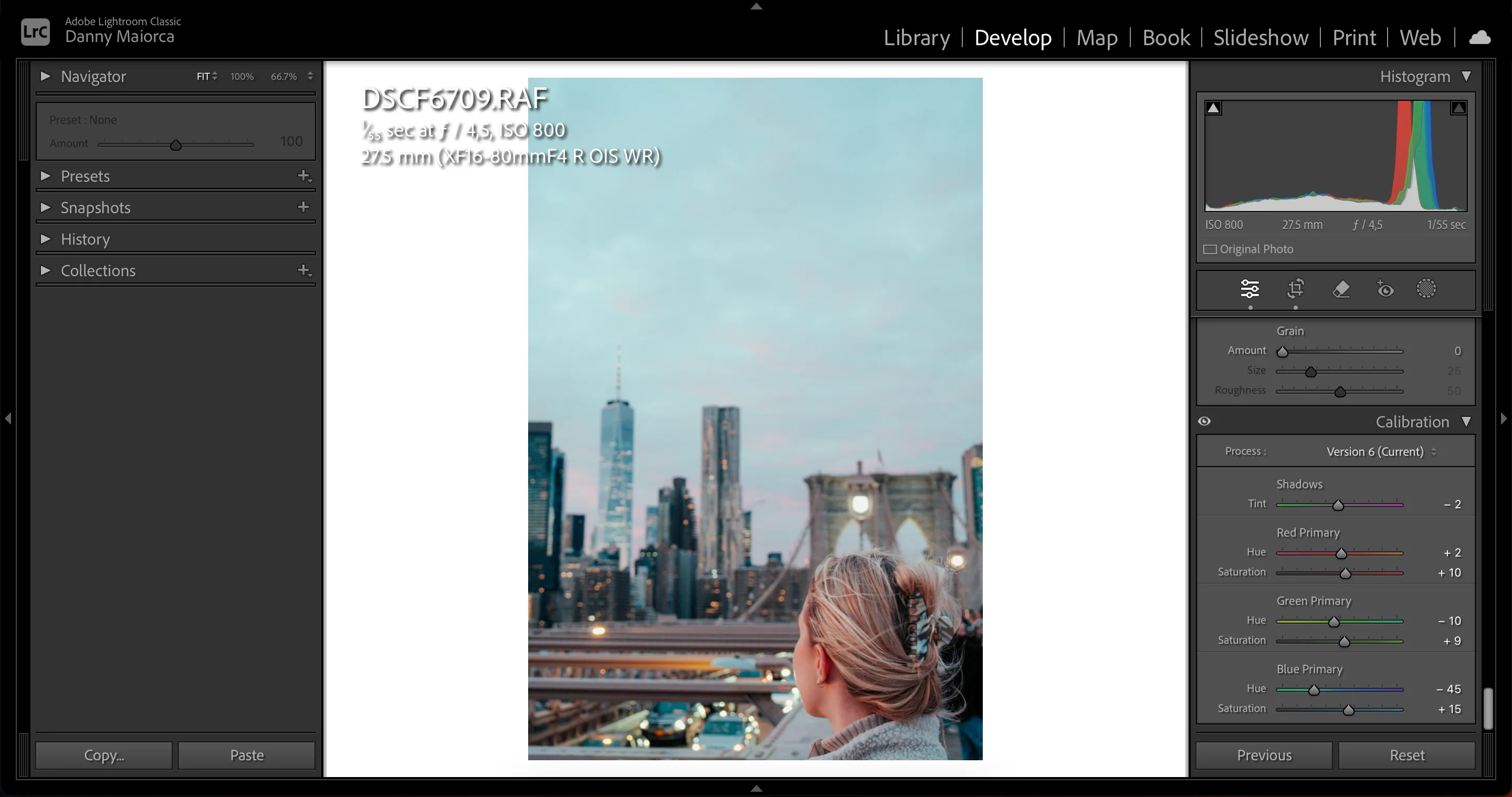 Biểu tượng và thanh trượt của công cụ Calibration trong Lightroom giúp tối ưu màu sắc ảnh