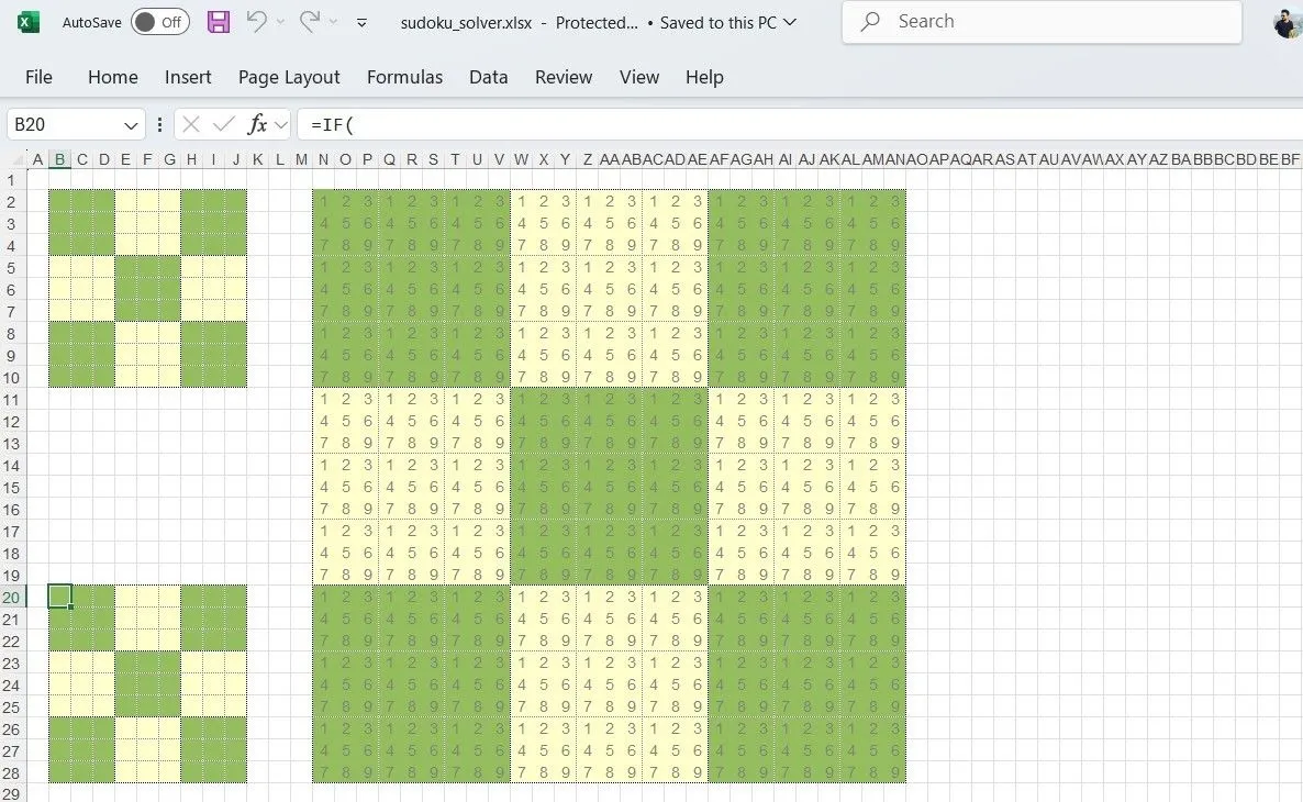 Bộ giải Sudoku hoạt động trong bảng tính Excel