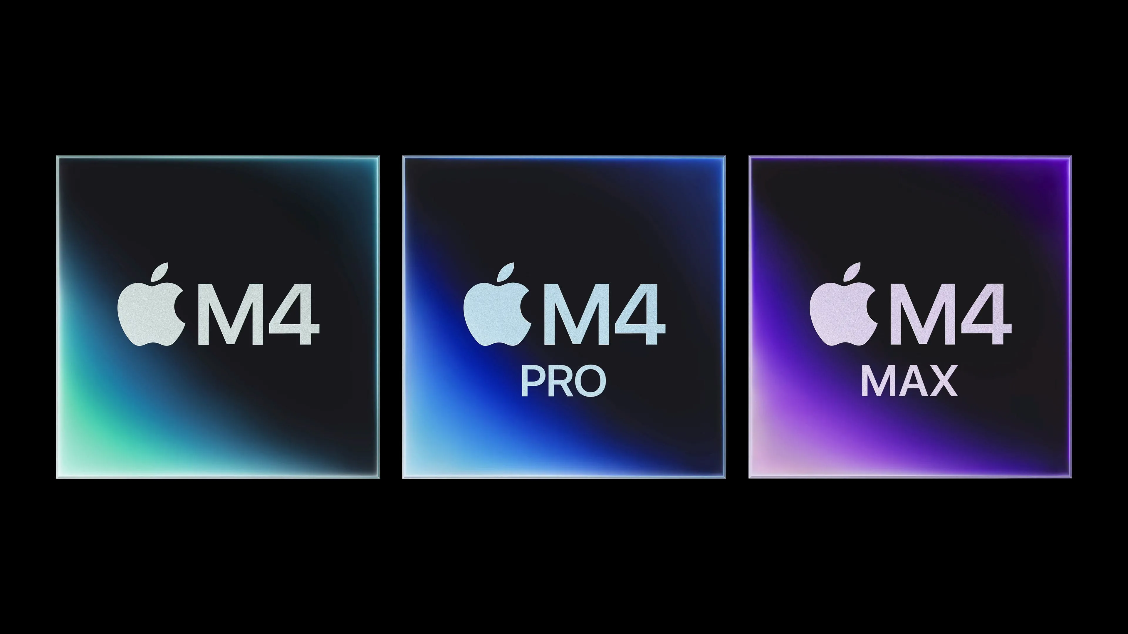 Các chip Apple M4, M4 Pro và M4 Max đặt cạnh nhau