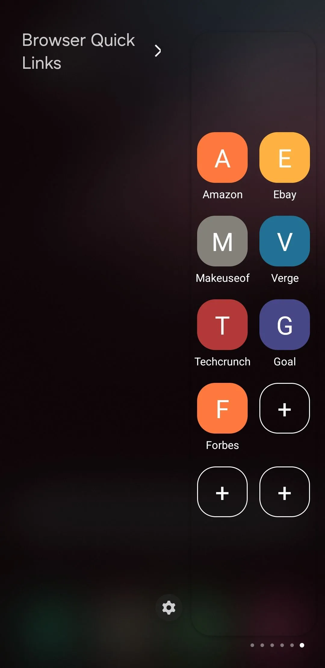 Các phím tắt website yêu thích trên Edge Panel của điện thoại Samsung