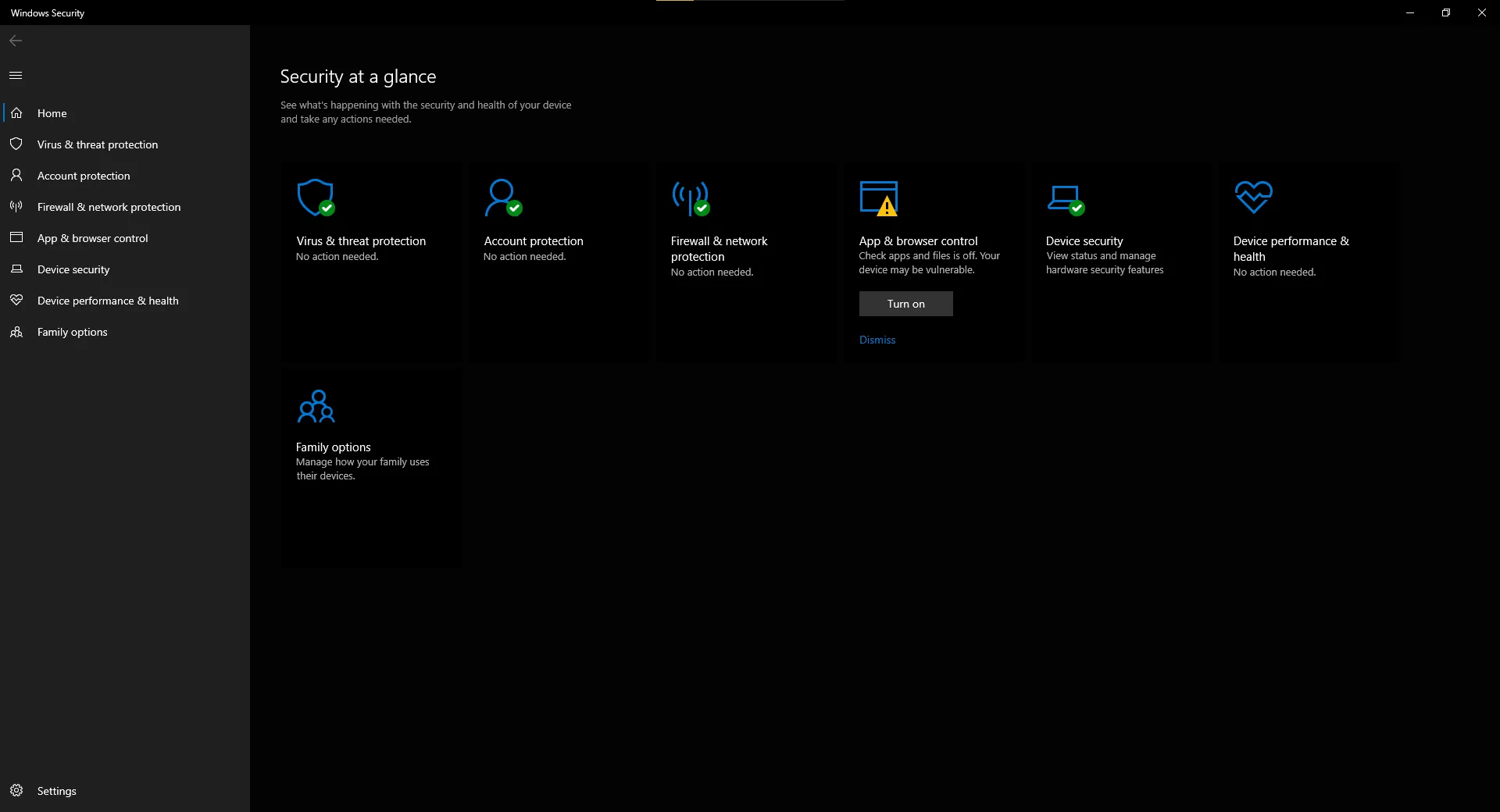 Các tùy chọn chống virus trong menu Windows Security