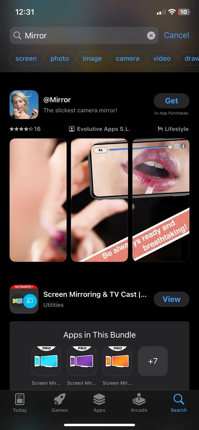 Các ứng dụng gương ảo trên App Store