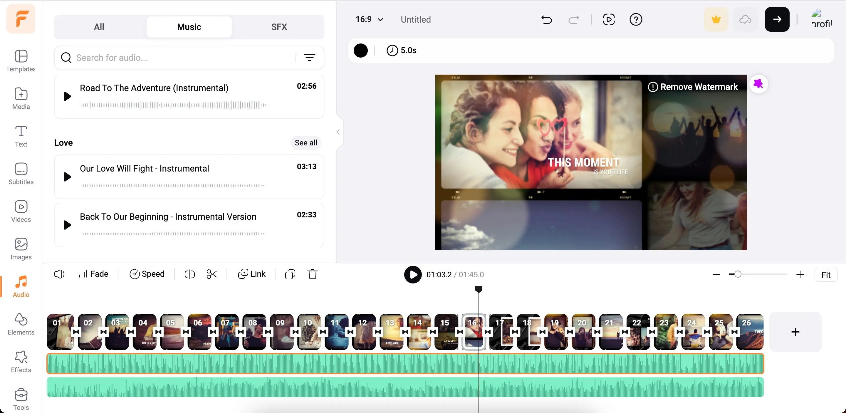 Cách thêm nhạc vào ứng dụng FlexClip để chỉnh sửa video