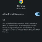 Cài đặt cho phép ứng dụng không rõ nguồn gốc trên Android để cài RetroArch.