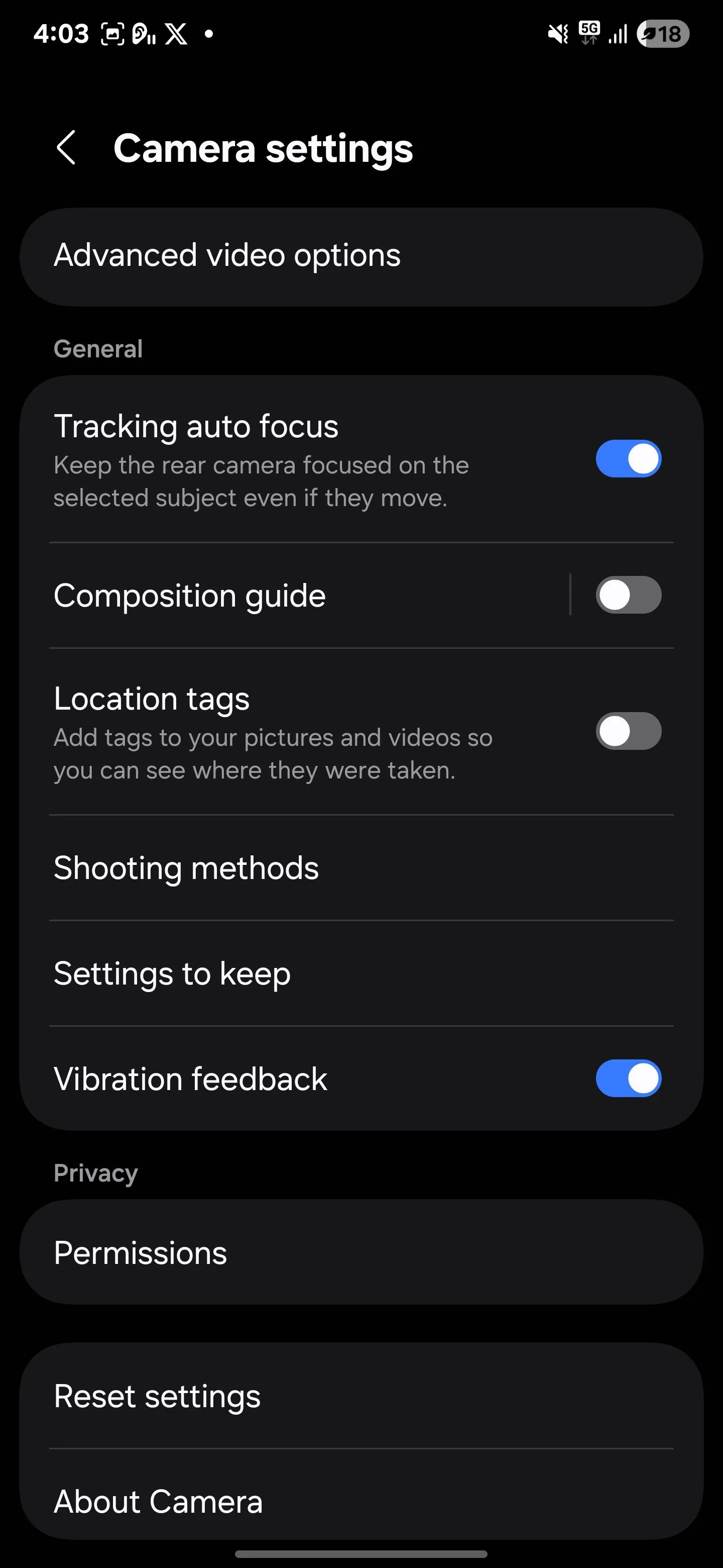 Cài đặt Hướng dẫn bố cục trong ứng dụng Camera Samsung