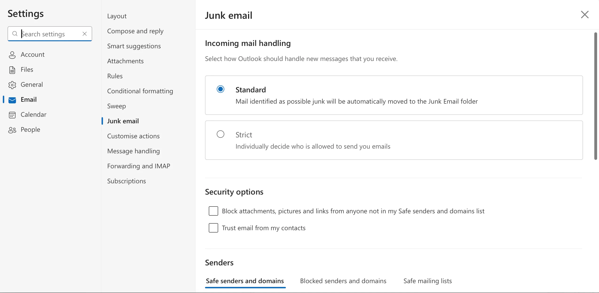 Cài đặt kiểm soát người gửi tin nhắn trong ứng dụng Outlook
