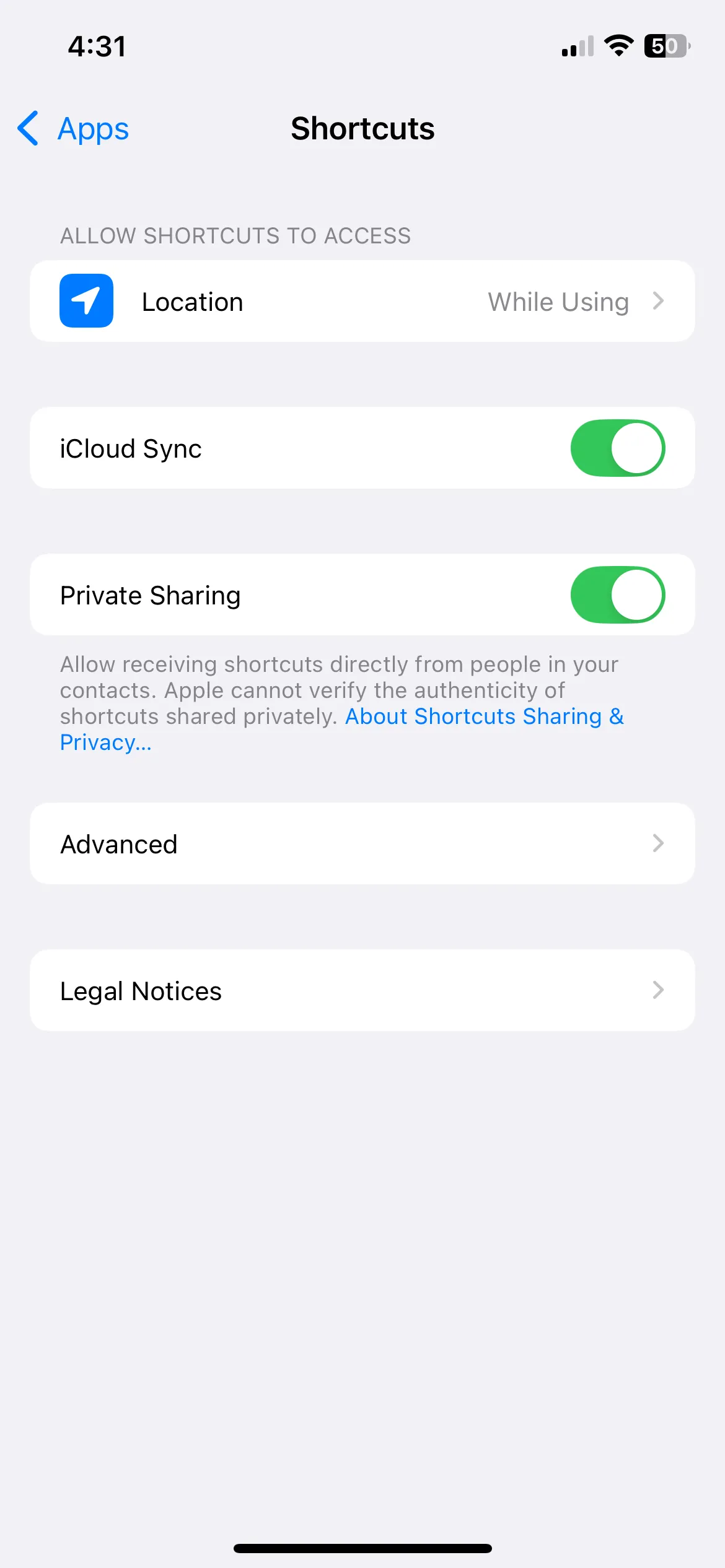 Cài đặt nâng cao của ứng dụng Phím tắt trên iPhone để cấp quyền xóa dữ liệu dung lượng lớn