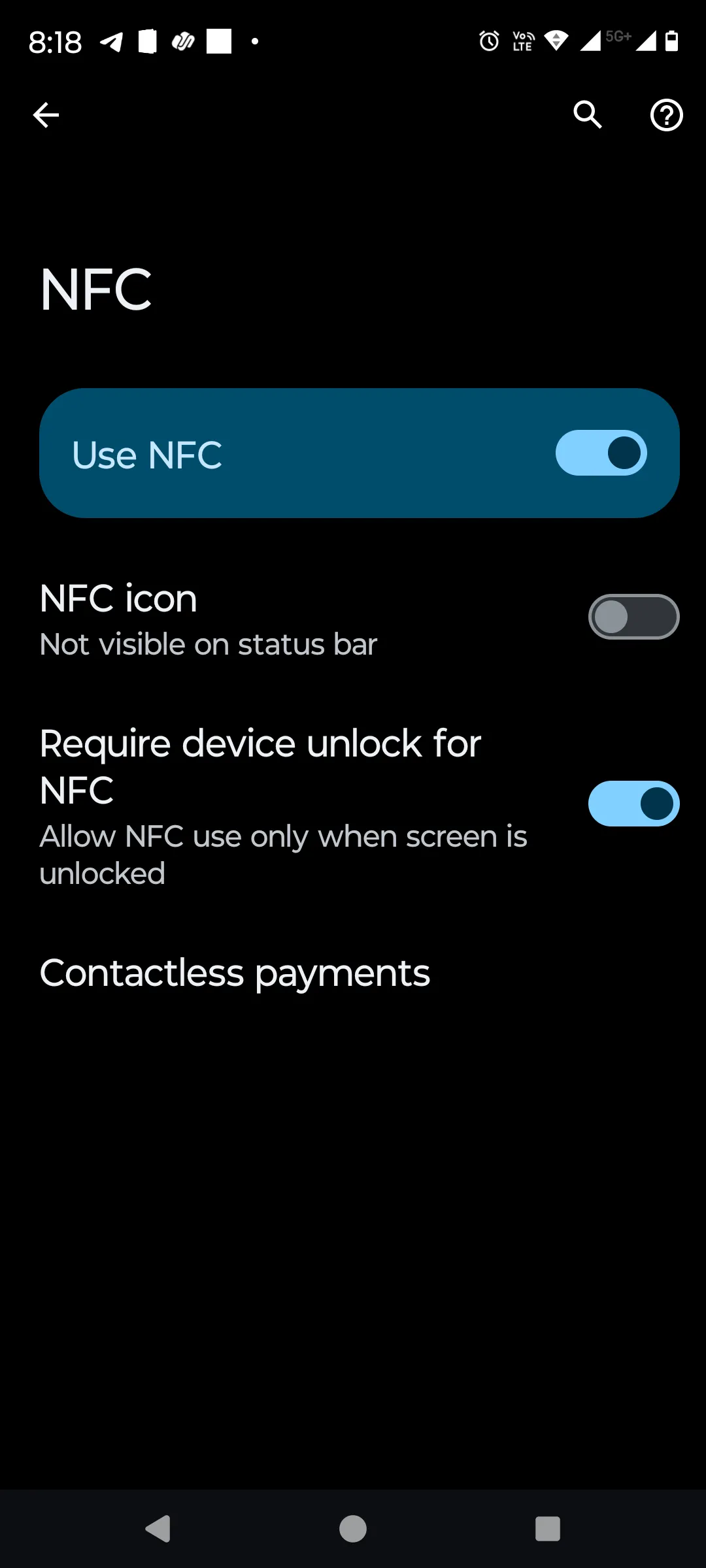 Cài đặt NFC trên điện thoại Android