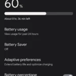Cài đặt Pin thích ứng trong menu Pin của điện thoại Android.