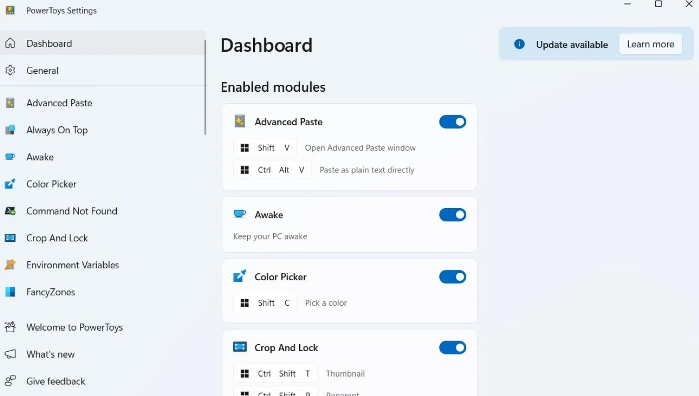Cài đặt PowerToys hiển thị các tiện ích tối ưu năng suất trên Windows 11