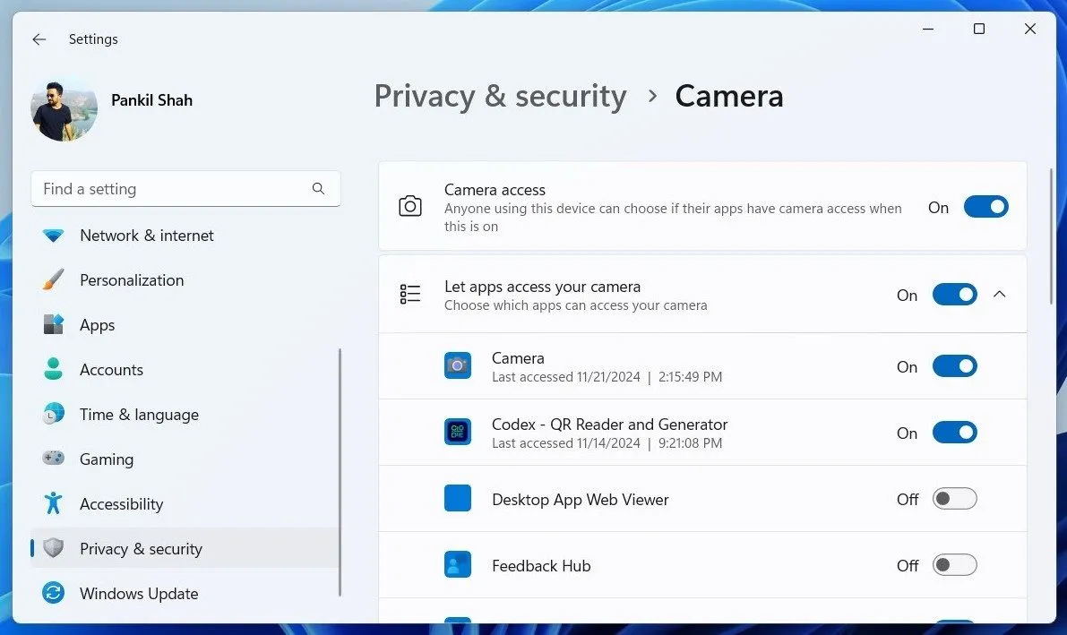 Cài đặt quyền truy cập Camera cho ứng dụng trên Windows 11