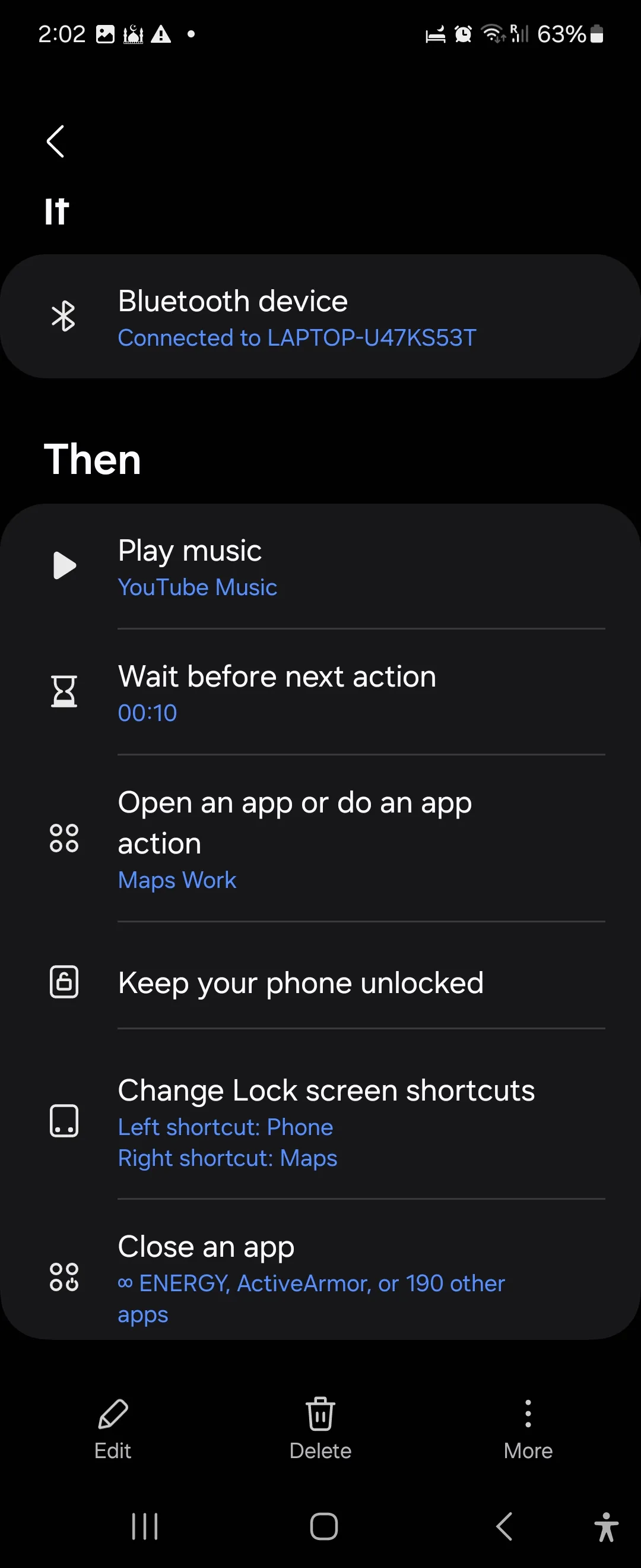 Cài đặt routine lái xe trong Samsung Modes and Routines