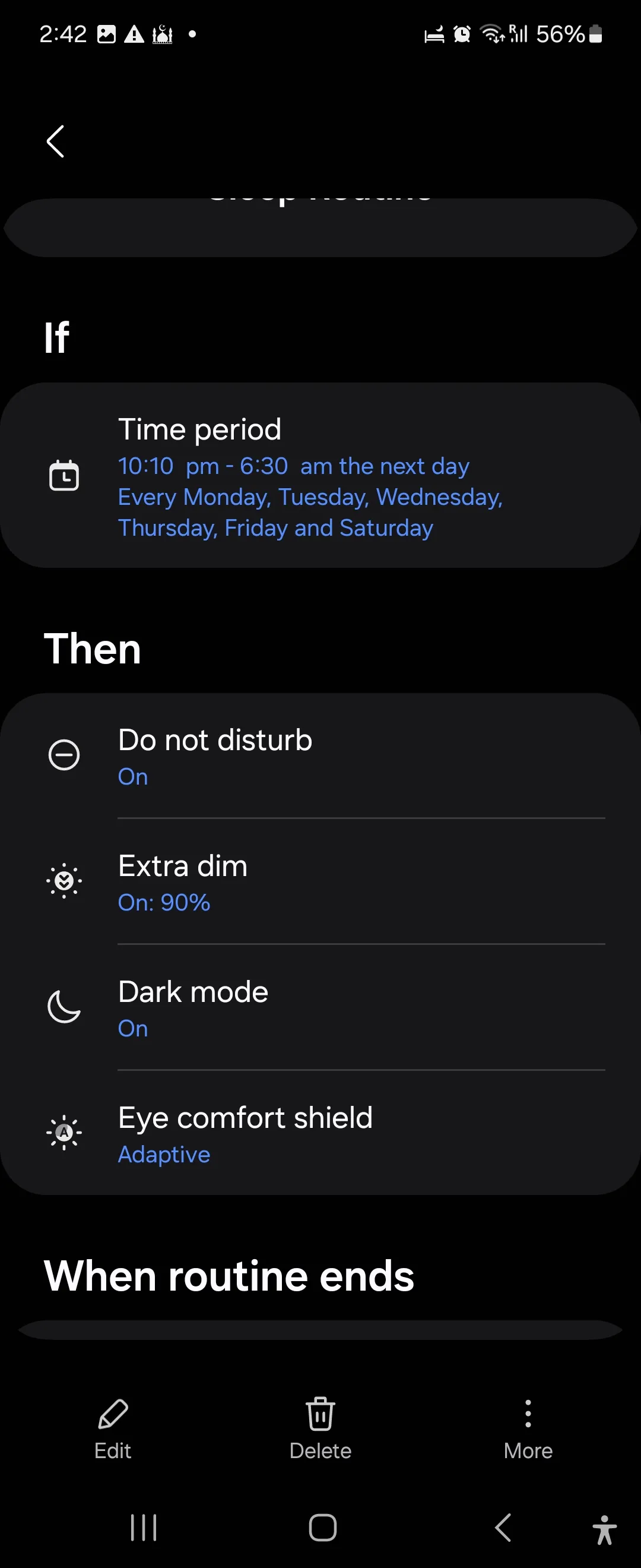 Cài đặt routine ngủ trong Samsung Modes and Routines