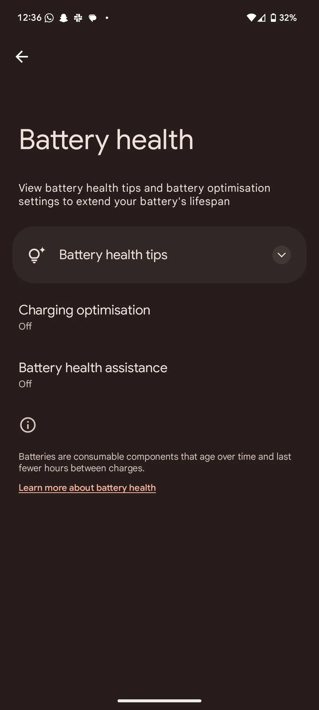 Cài đặt sức khỏe pin (Battery health) mới trên Android 16 hiển thị tình trạng pin