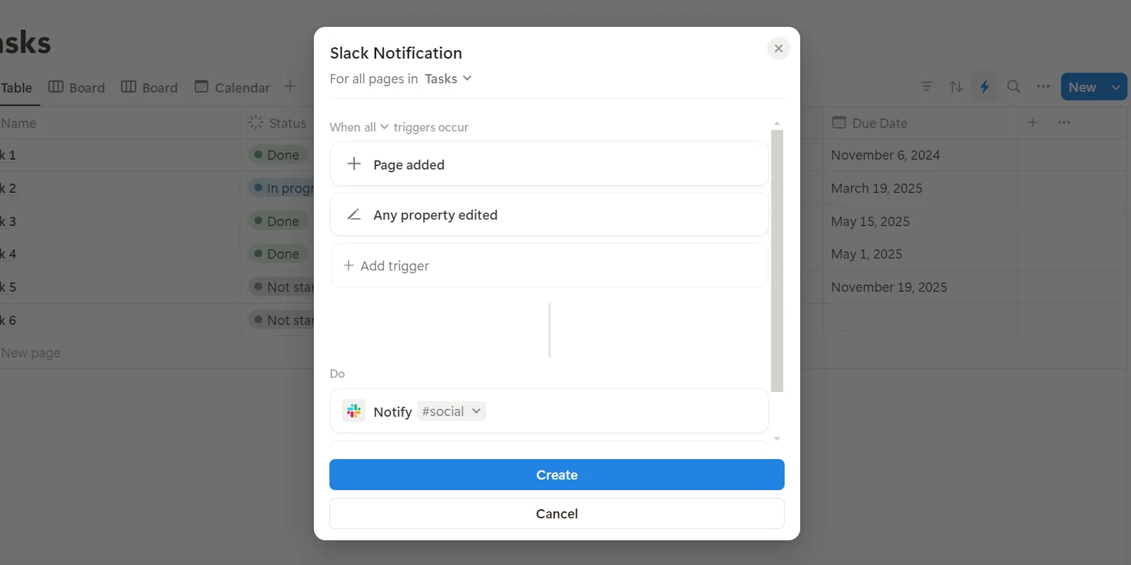 Cài đặt tạo tự động hóa thông báo Slack trong Notion