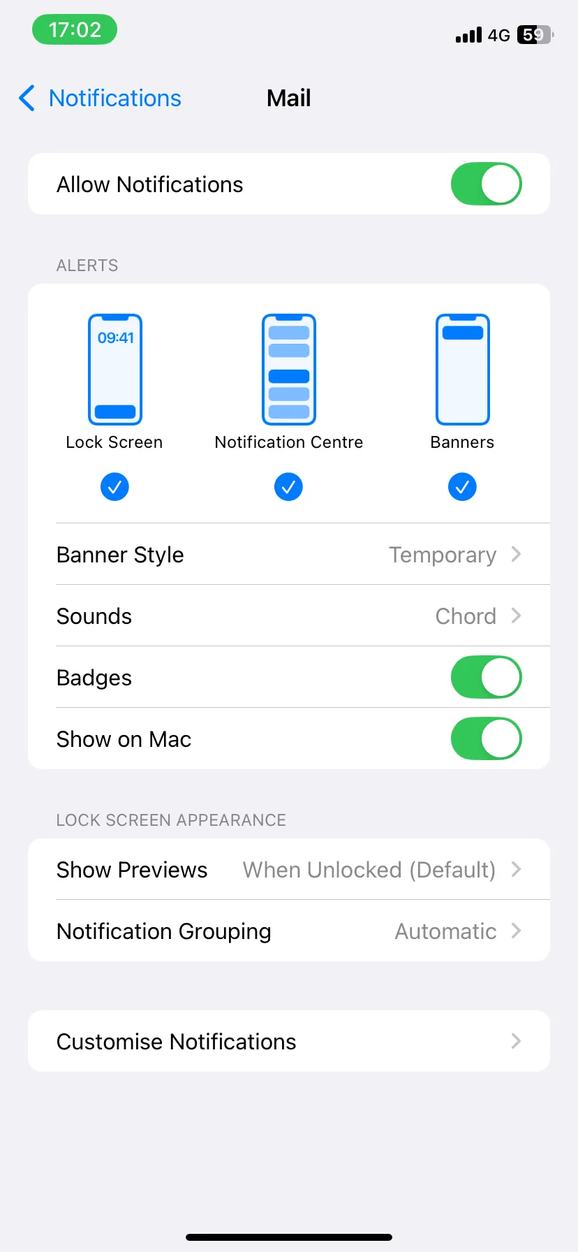 Cài đặt Thông báo cho ứng dụng Mail trên iPhone với các tùy chọn cảnh báo