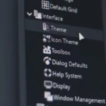Cài đặt tùy chỉnh giao diện của GIMP hiển thị các tùy chọn bố cục và chủ đề.