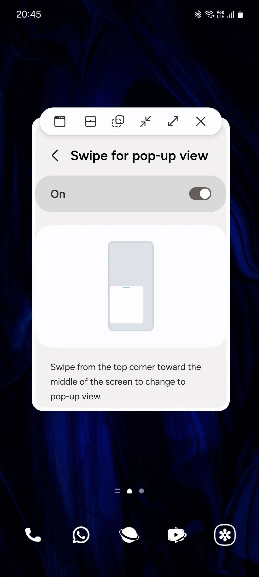 Cài đặt tùy chọn cử chỉ cho chế độ cửa sổ pop-up trên điện thoại Samsung