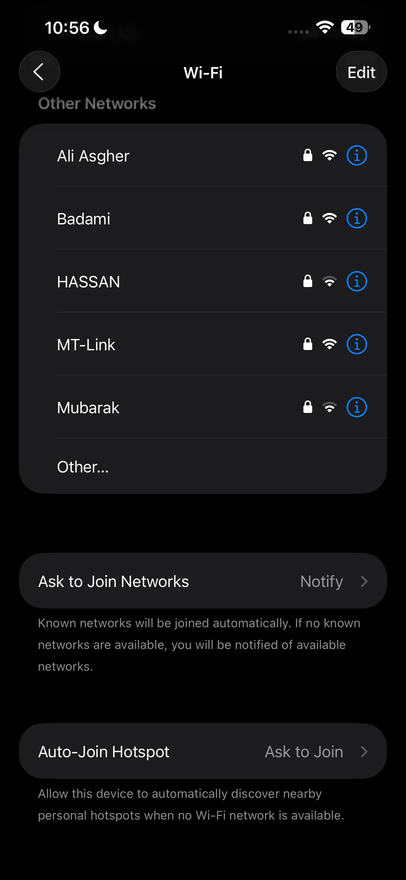 Cài đặt tùy chọn mạng Wi-Fi trên iOS, hiển thị tùy chọn 'Auto-Join' (Tự động tham gia) để người dùng vô hiệu hóa nhằm tránh kết nối không mong muốn.