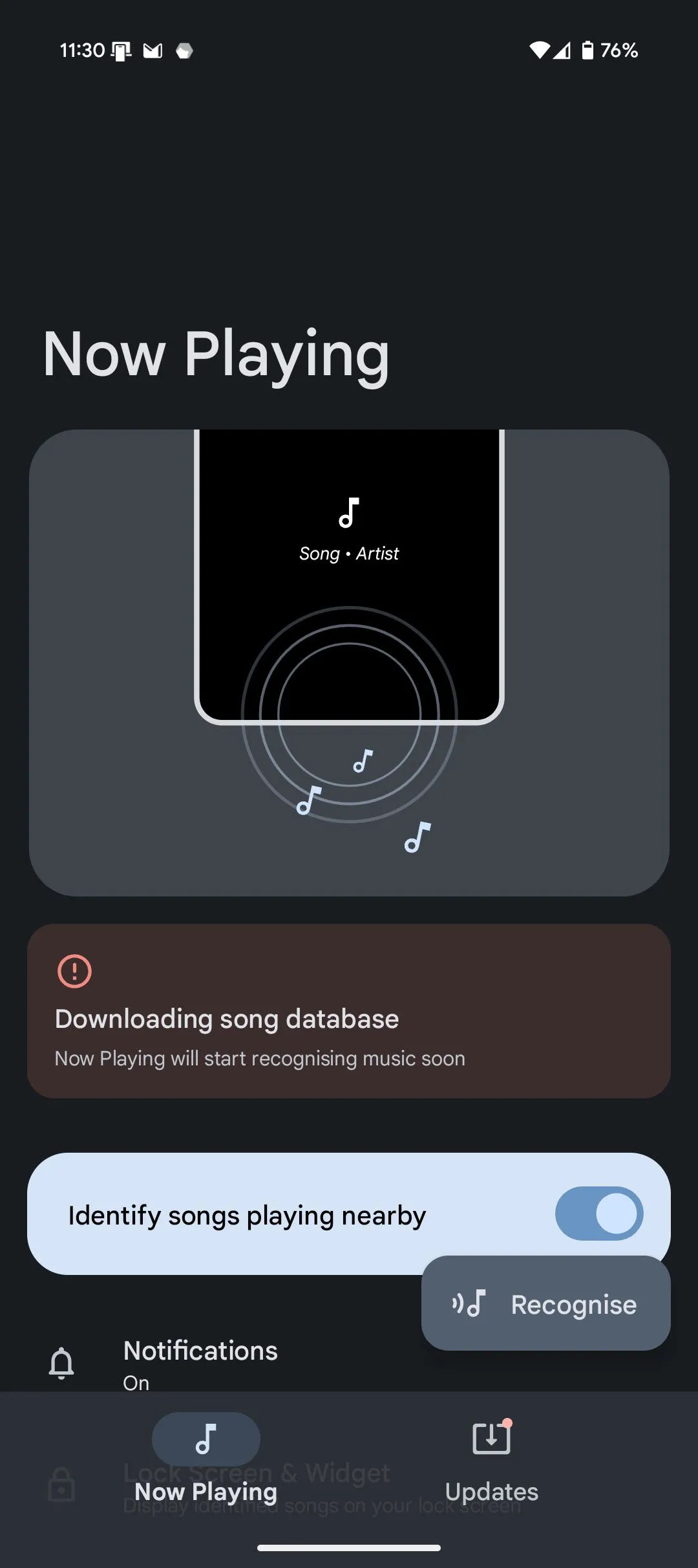 Cài đặt ứng dụng Ambient Music Mod, tùy chỉnh vị trí hiển thị văn bản &quot;đang phát&quot; trên màn hình khóa.