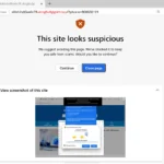 Cảnh báo chống scareware từ Microsoft Edge hiển thị tùy chọn đóng trang hoặc tiếp tục truy cập.