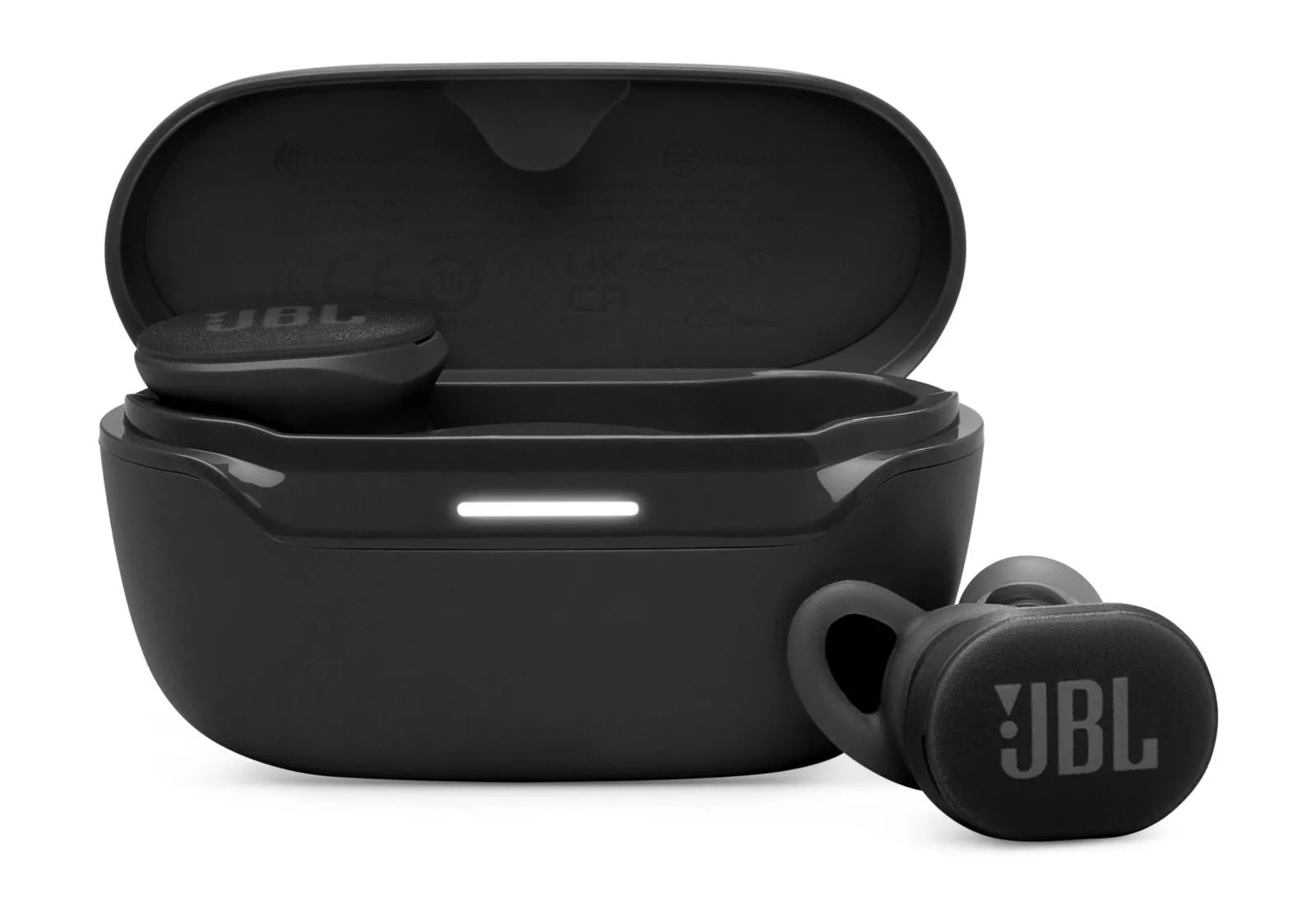 Cặp tai nghe thể thao JBL Endurance Race 3 màu đen với thiết kế công thái học, đảm bảo cố định chắc chắn khi tập luyện.