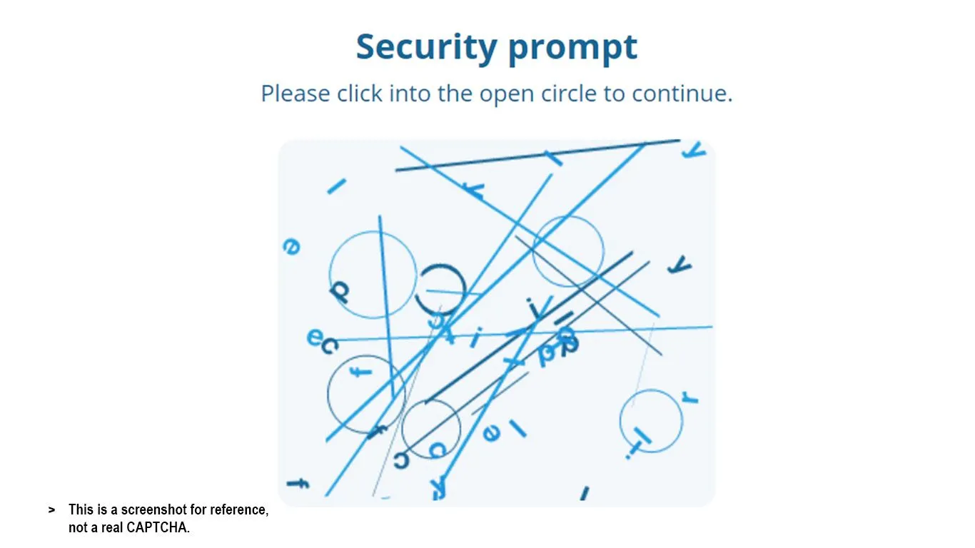 CAPTCHA hình học thách thức với các đường thẳng, cung tròn và hình tròn hở