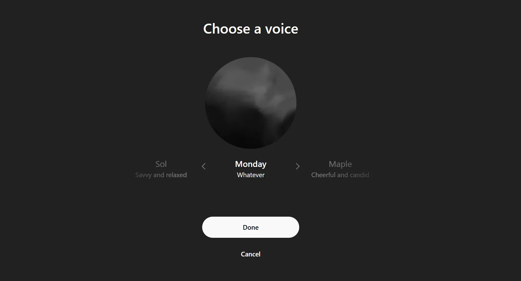 ChatGPT ở chế độ giọng nói Monday