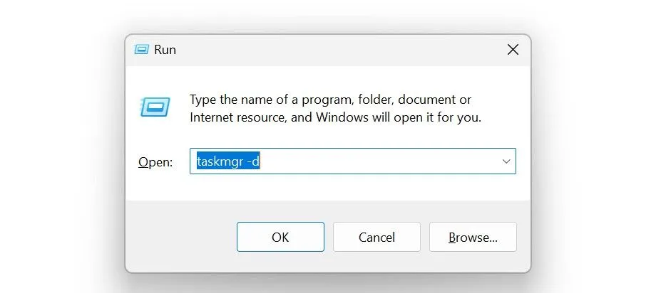 Chạy Task Manager cổ điển từ tiện ích Run