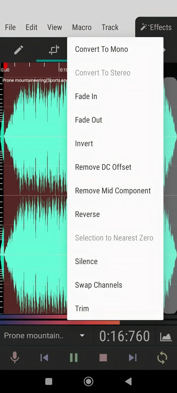 Chỉnh sửa âm thanh trên WaveEditor trên điện thoại Android