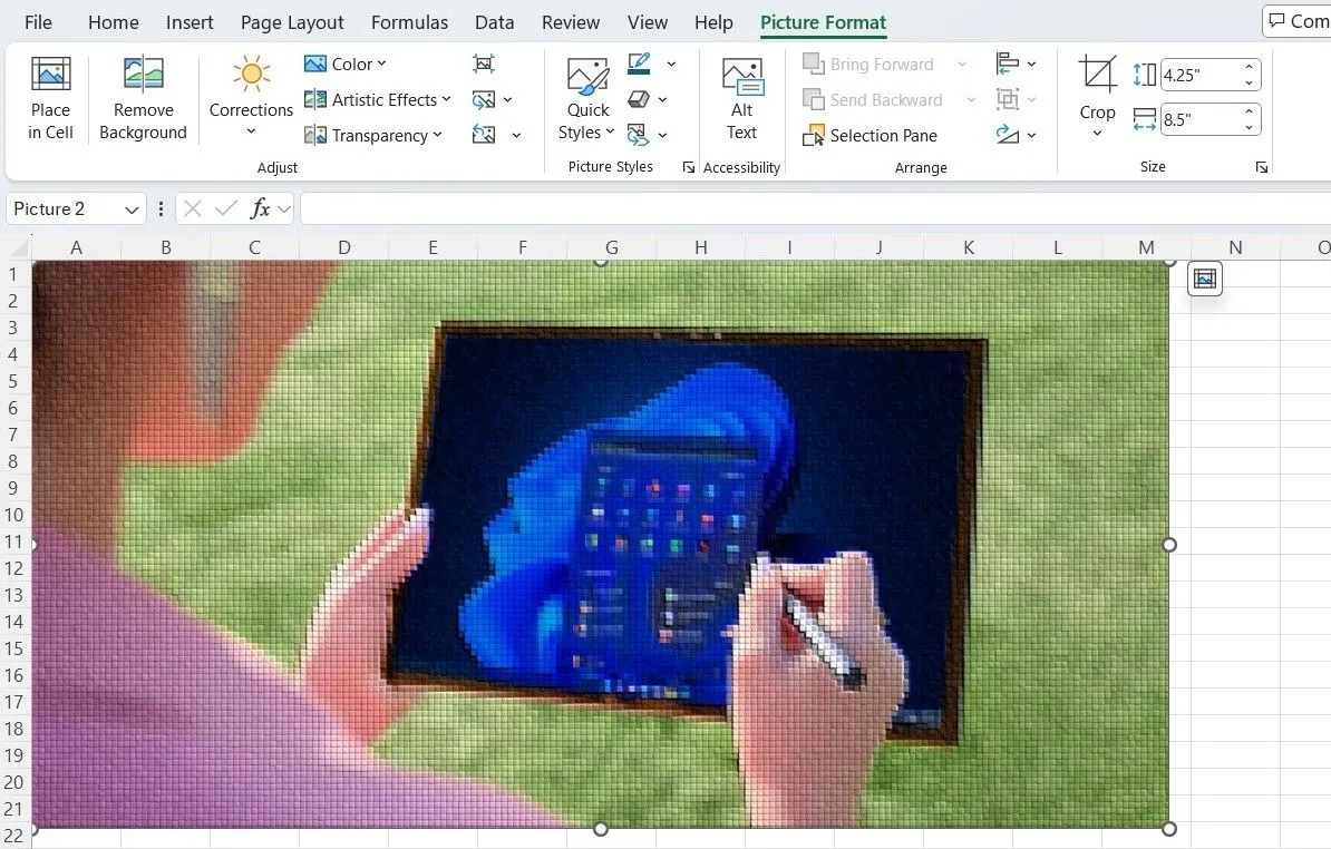 Chỉnh sửa hình ảnh trực tiếp trong bảng tính Excel