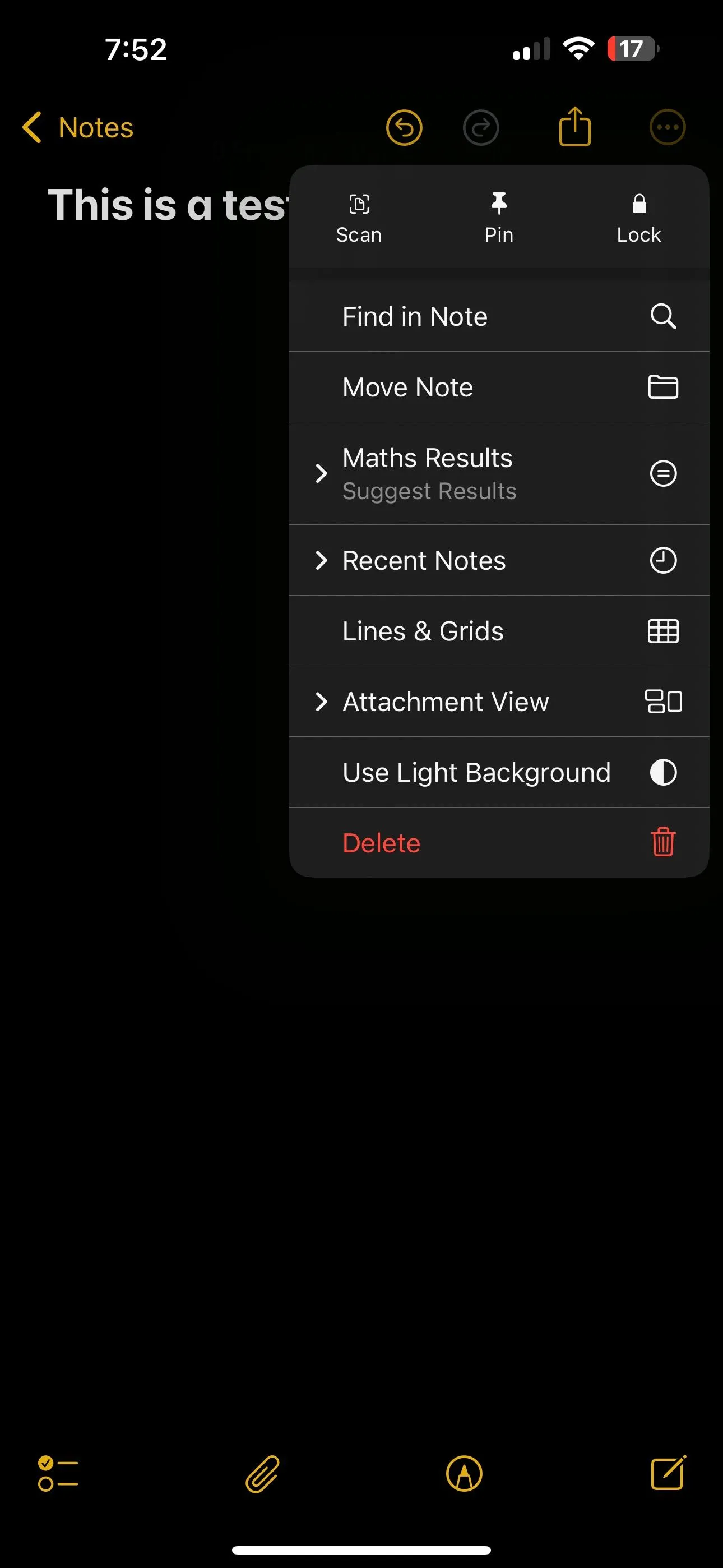 Chọn "Ghi chú Gần đây" từ menu tùy chọn ba chấm trong ứng dụng Ghi chú trên iPhone iOS 18.