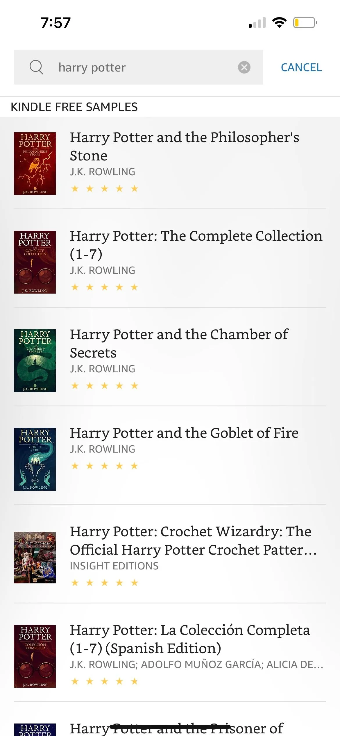 Chức năng tìm kiếm sách trong ứng dụng Amazon Kindle, giúp người dùng duyệt qua thư viện.