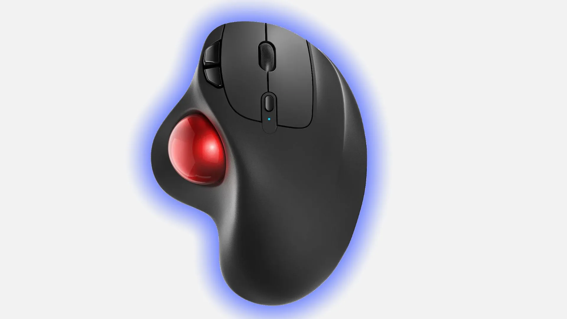 Chuột trackball Nulea M501 nhìn từ trên xuống, minh họa thiết kế tiện dụng và quả bi điều khiển.