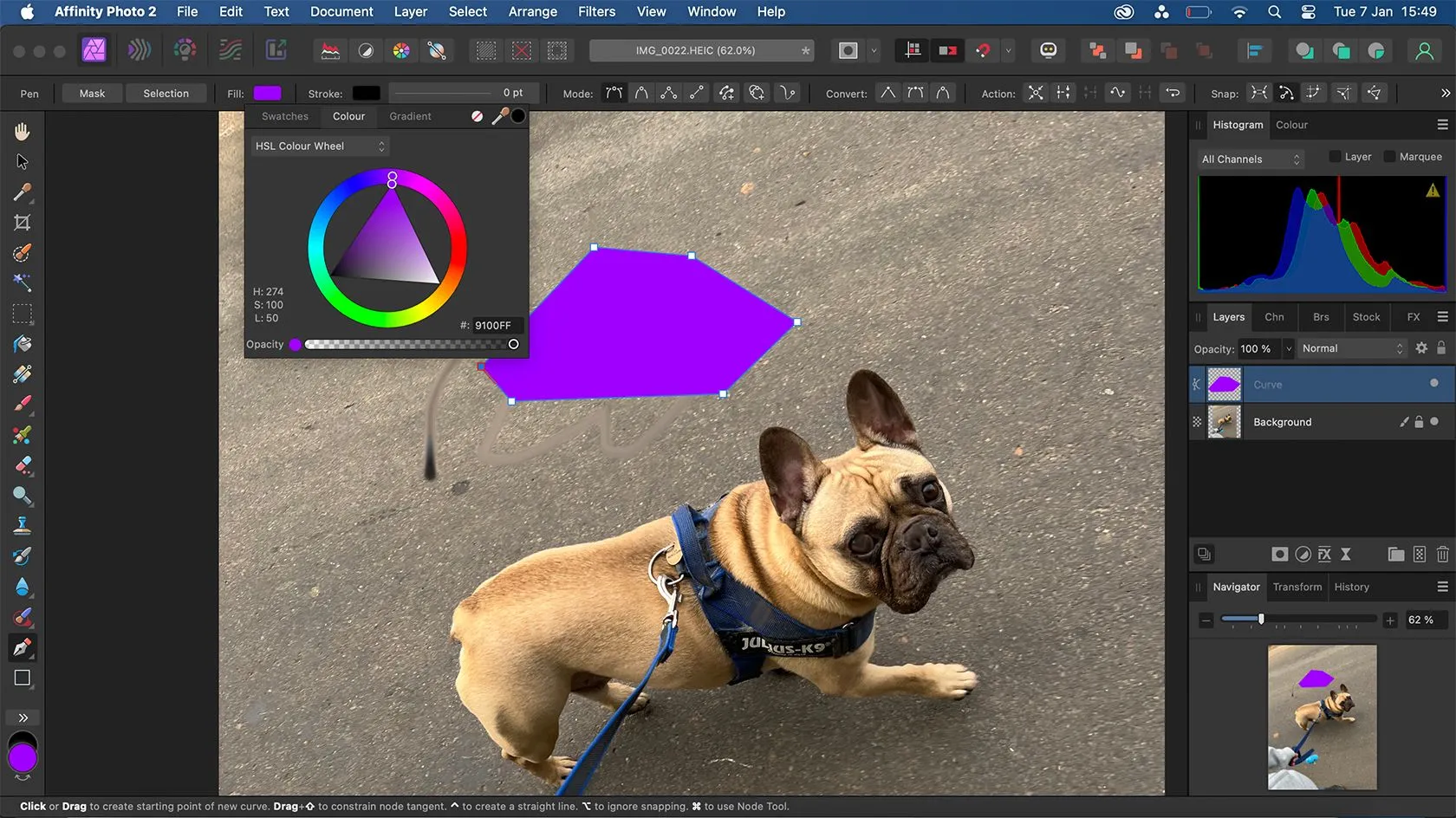 Công cụ Pen Tool của Affinity Photo