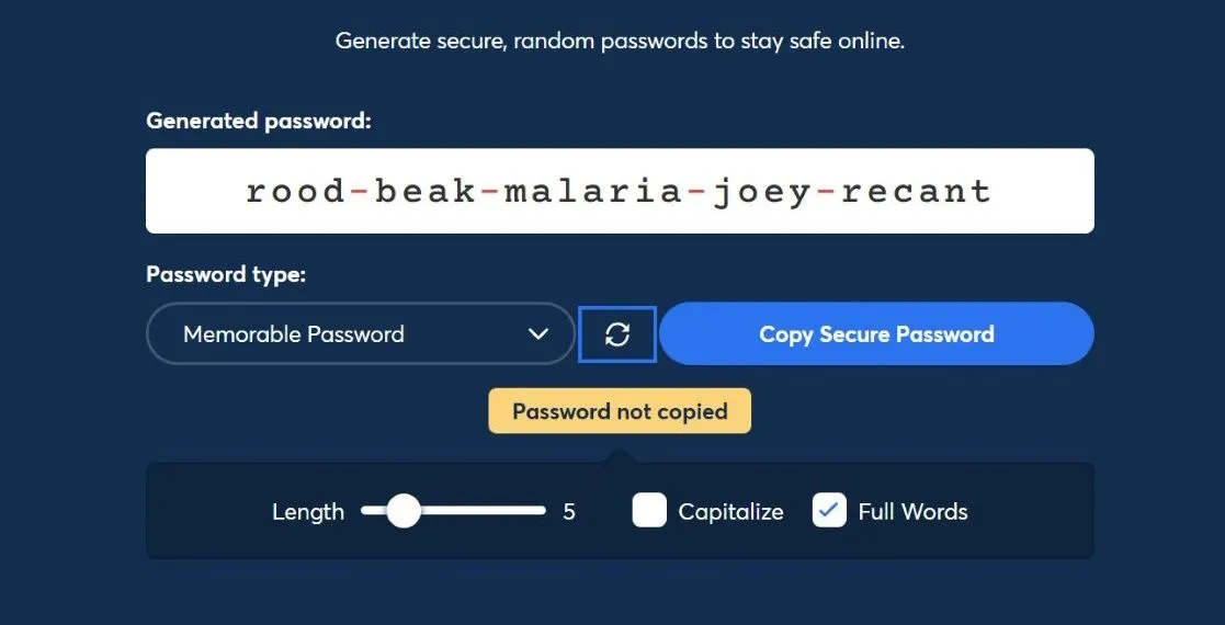 Công cụ tạo cụm mật khẩu (passphrase) an toàn của 1Password
