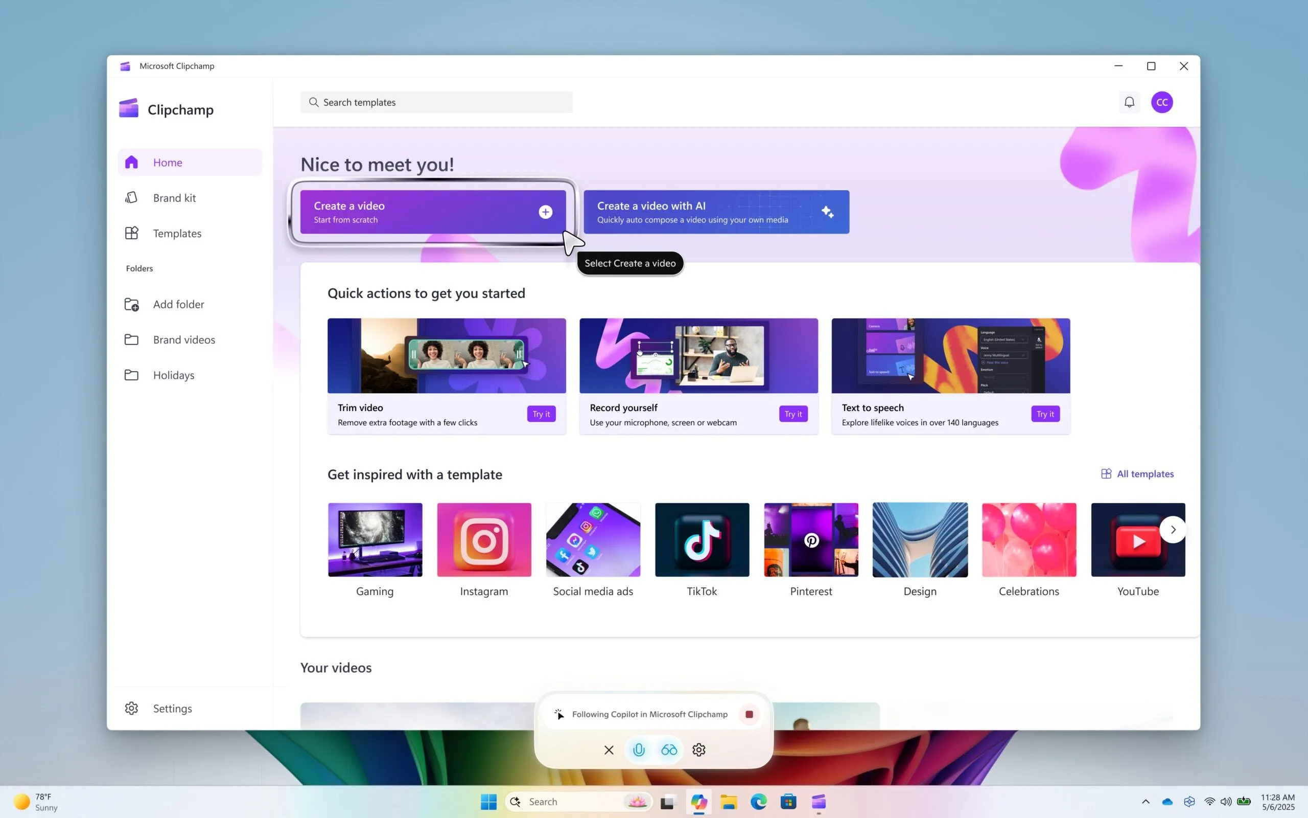 Copilot Highlights đang hoạt động trên Windows 11, hiển thị giao diện hướng dẫn người dùng qua các bước.